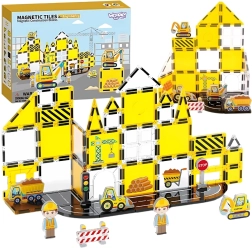 Magnetic Building Blocks 7.5 cm – Construction Site STEAM, 47 Pieces Woopie