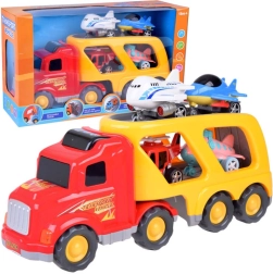 Liels vilcējs – auto transportieris ar lidmašīnām un helikopteru ar skaņām