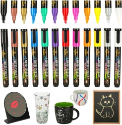 Komplekts ar 12 šķidrās krīta marķieriem stiklam, tāfelēm un keramikai