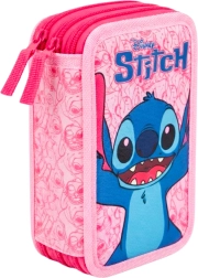 Trīsstāvu aprīkots skolas penālis Lilo & Stitch Stitch un Angel, rozā