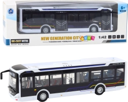 Metāla pilsētas autobuss ar gaismām un skaņām 1:42, balts