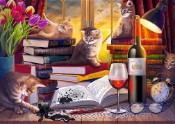 Puzzle 2000 – cat evening trefl