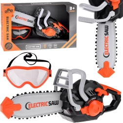 Bērnu elektriskā ķēdes zāģis ar skaņu un kustīgu ķēdi + aizsargbrilles
