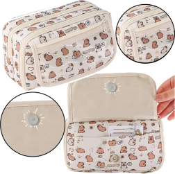 Balta kapibāru motīva skolas pildspalvu/piederumu penālis 21 cm