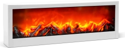 Dekoratīvs balts kamīns ar LED liesmu, darbināms ar baterijām vai USB, 60 × 10 × 20 cm