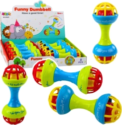 Grabināmais un košļājamais rotaļlietas hanteles formā, krāsains