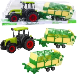 Zaļš traktors ar piekabi bērniem 50 cm