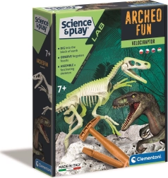 Clementoni Science & Play ArcheoFun: spīdošs velociraptora skelets