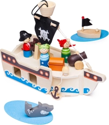 Koka pirātu kuģis ar piederumiem no Bigjigs Toys