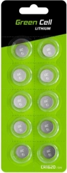 CR1620 3V 70 mAh Lithium Button Batteries – 10 pcs GREEN CELL