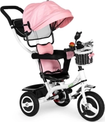 Bērnu trīsritenis ar rotējamu jumtiņu ECOTOYS, rozā
