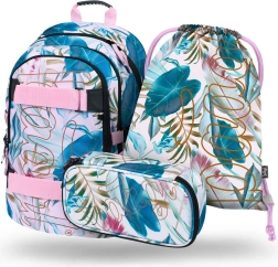 Komplekts BAAGL Skate Leafs: mugursoma, penālis un maisiņš