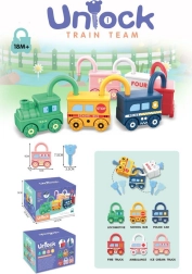 Izglītojošs vilcieniņš ar vagoniņiem un slēdzenēm