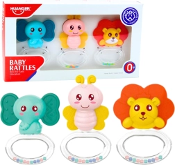 Set of Rattles and Teethers for Babies Animals 3 pcs