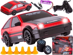 Drifta RC auto Toyota 1:24, 2,4 GHz, 4WD, sarkani melns