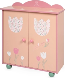 Koka leļļu drēbju skapis ar aksesuāriem TULIPE