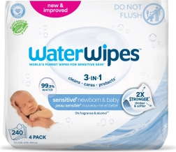 WaterWipes mitrās salvetes Newborn & Baby 3v1, 4×60 gab. (240 gab.)