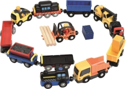 Vehicle Set for Train Tracks for Kids 3+ with Magnetic Couplers, 19 Pieces