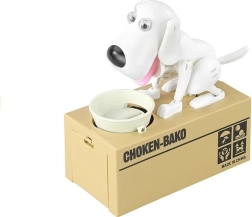 Interaktīvā krājkase suns, kas ēd monētas – balts