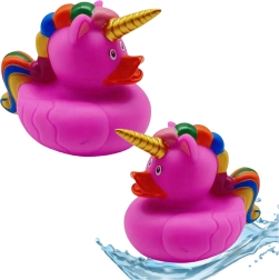 Unicorn Bath Duck – pink with rainbow mane