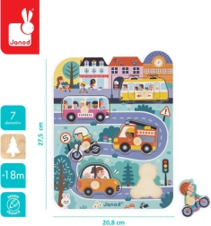 Janod - Wooden Puzzle In the City, 6 pieces, 18 months +