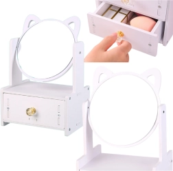 Mini tualetes spogulis ar koka atvilktni, balts