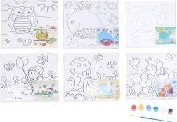 Bērnu gleznošanas komplekts uz audekla 20×20 cm ar paraugu, krāsām un otu