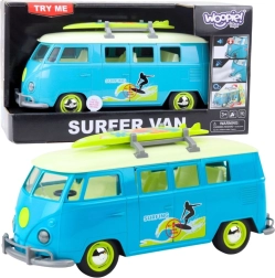 Klasiskais surf busiņš WOOPIE ar apgaismojumu un skaņu – zili baltā modeļa versija