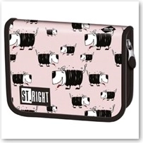 Divdaļīgs skolas penālis rozā BAMBINO ar suņiem