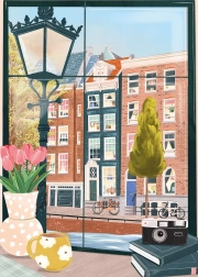 Puzle “Skats uz Amsterdamu no kafejnīcas” (500 gabaliņi)