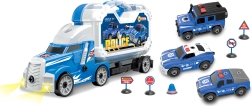 Police truck with 3 screw-assembly cars with light and sound effects 42 cm