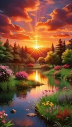 Diamond painting sunset over the forest 30 × 40 cm