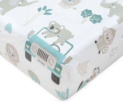 Kokvilnas palags bērnu gultiņai NEW BABY Safari II 120 × 60 cm