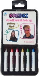 Pearlescent face painting pencils for children, set of 6 colors