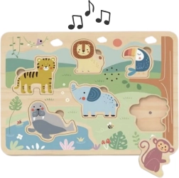 Tooky Toy koka interaktīvā dzīvnieku puzle