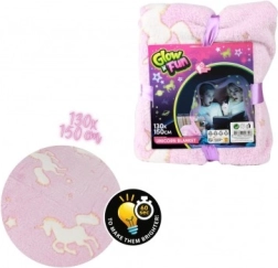Plush glowing blanket with unicorns 130 × 150 cm pink