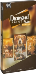 Diamond painting on frame dog – triptych 40 × 20 cm + 30 × 20 cm