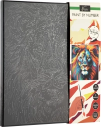 Gleznošana pēc numuriem uz melna audekla – lauva