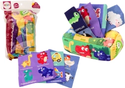 Mīksta sensorā kastīte ar kabatiņām – 6 audumi un 3 čaukstošas kabatiņas