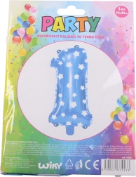 Balons cipars 1 zils ar zvaigznītēm