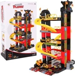 Daudzlīmeņu stāvvietas garāža ar kustīgu liftu un 10 sacīkšu mašīnītēm