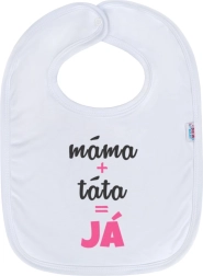 Bērnu priekšautiņš NEW BABY mamma + tētis = es – rozā