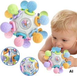 Woopie Baby sensorā bumbiņa 3in1 ar graužamo un grabulīti 6m+ - 1 gab.