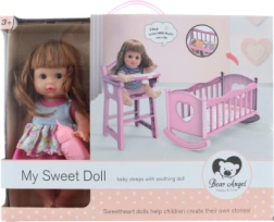 Lelle ar šūpuli un bērnu skaņām