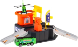 Bērnu autostāvvieta ar helikopteru laukumu un spēļu paklāju 3+