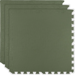 Putu paklājs HUMBI 180 × 60 cm – lieli ūdensizturīgi puzles elementi, drošs, 3 gab., haki