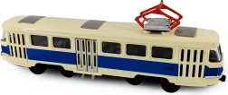 Metāla retro tramvajs T3, zils 16 cm ar gaismu un skaņu
