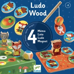 Djeco 4 spēļu komplekts Ludo Wood