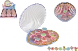 Bērnu regulējamu gredzenu komplekts ar jūras pasaules motīviem gliemežvāka formas kastītē