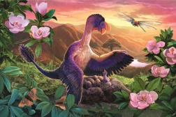 Puzle “Apbrīnojamie dinozauri”: Microraptor pie ligzdas (54 detaļas)